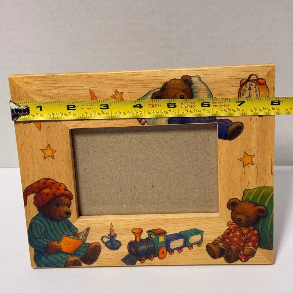 Fetco International Wood Teddy Bear Bedtime‎ Picture Frame Handcrafted